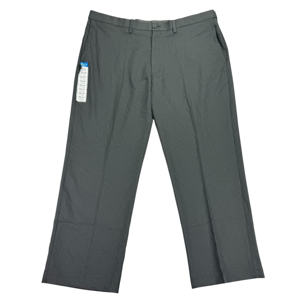 Haggar Mens Cool 18 Pro Classic Fit Flat Front Dress Pants Charcoal 42x29